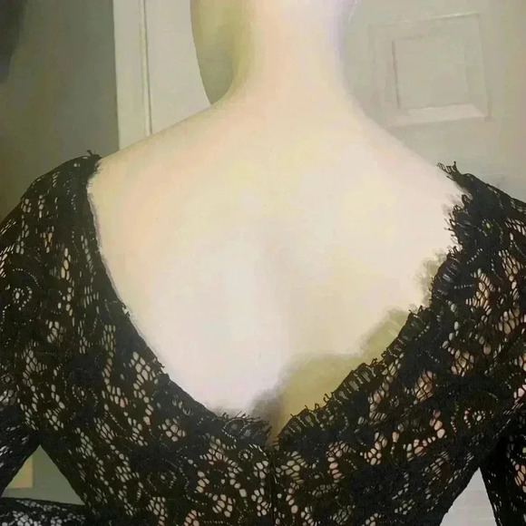 Eliza J Dress Womens 4 Black Lace Overlay Knee Length Event Party Sheath #304 - Picture 9 of 12